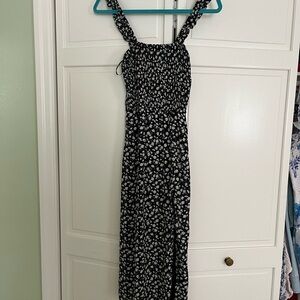 Abercrombie black floral midi dress with slit